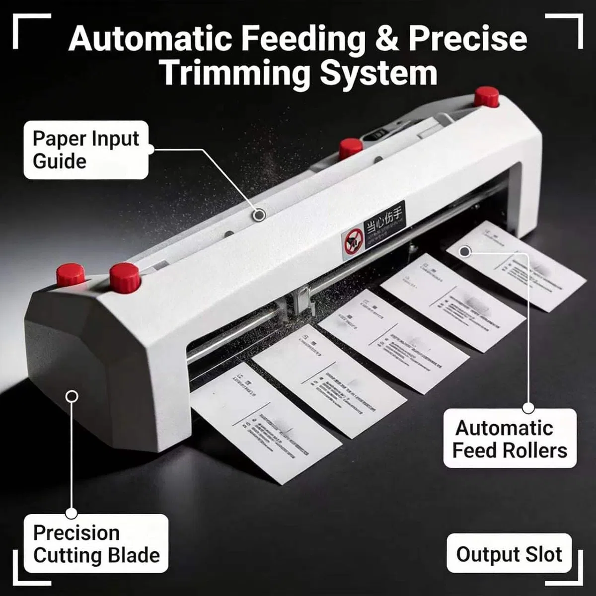 Cortador de papel eléctrico, cortador eléctrico de tarjetas de visita con sistema de 9 hojas, placa de posicionamiento ajustable de 1 a 18 mm, cortador de papel para papel (195-212) x 297 mm, para