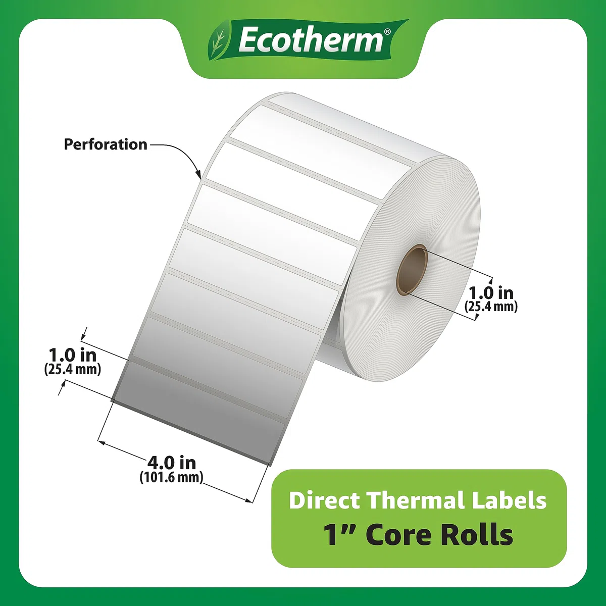 6 rollos de papel térmico directo para Zebra LP2844, GC420, GK420, GX430, ZD220, ZD420, ZD500, ZD620, ZP-500, GT800