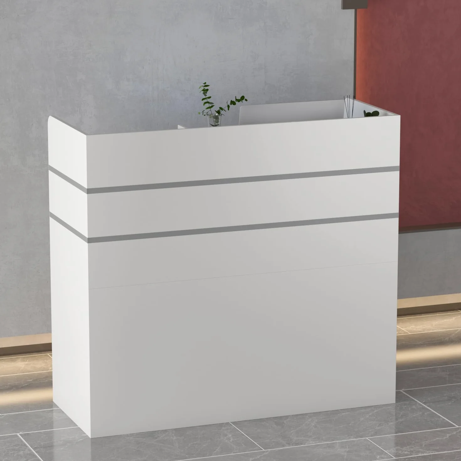 Mostrador de Recepción Basic con 3 Cajones Blanco MDF 110x120x50 CM