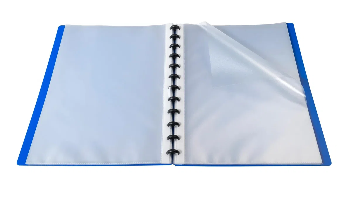 Exacompta - Ref. 86362E - Cartón de 4 protectores de documentos extraíbles con 30 fundas granuladas desmontables - 60 vistas - para A4 - Tamaño 24,5 x 31 cm - Tapa dura opaca - color azul