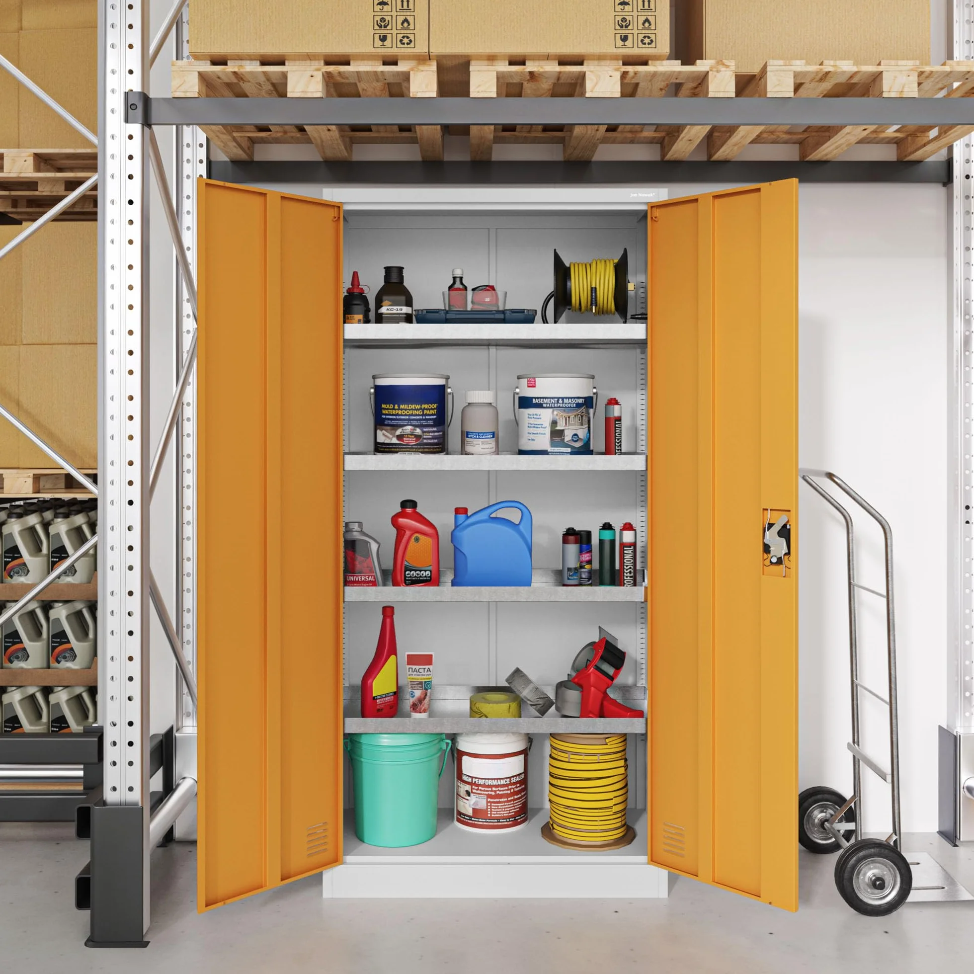 Armario de Acero para Productos Químicos 90 x 185 x 40 cm con Cerradura 4 Estantes