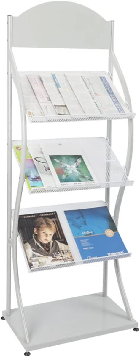 Soporte Portátil De Suelo De Folletos, Soporte de exhibición de folletos de 3 bolsillos, sala de espera/área de recepción/banco, organizador de carteles, estante de fácil montaje(White)