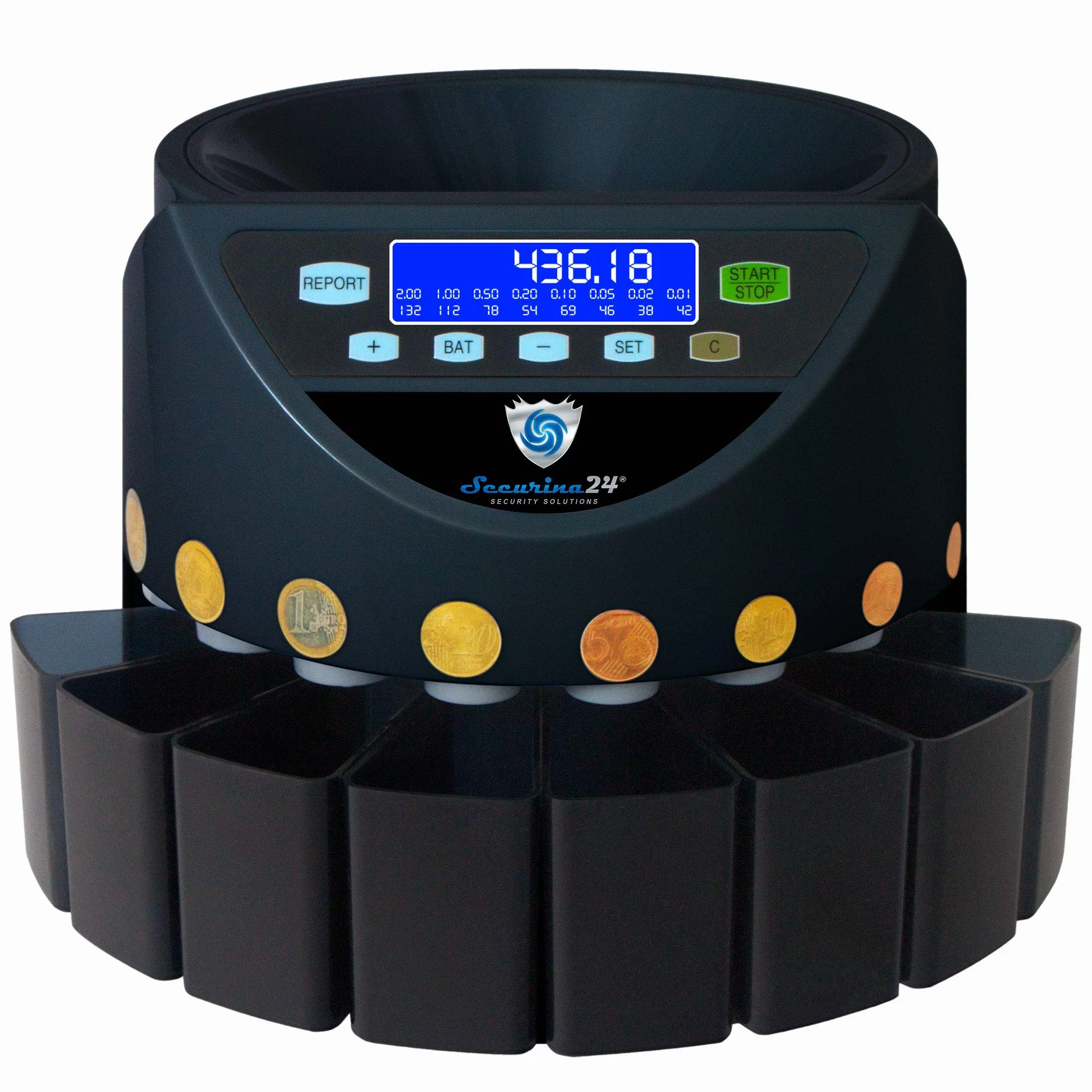 Securina24 SecuRina1200LCD Contador de monedas Euro negro
