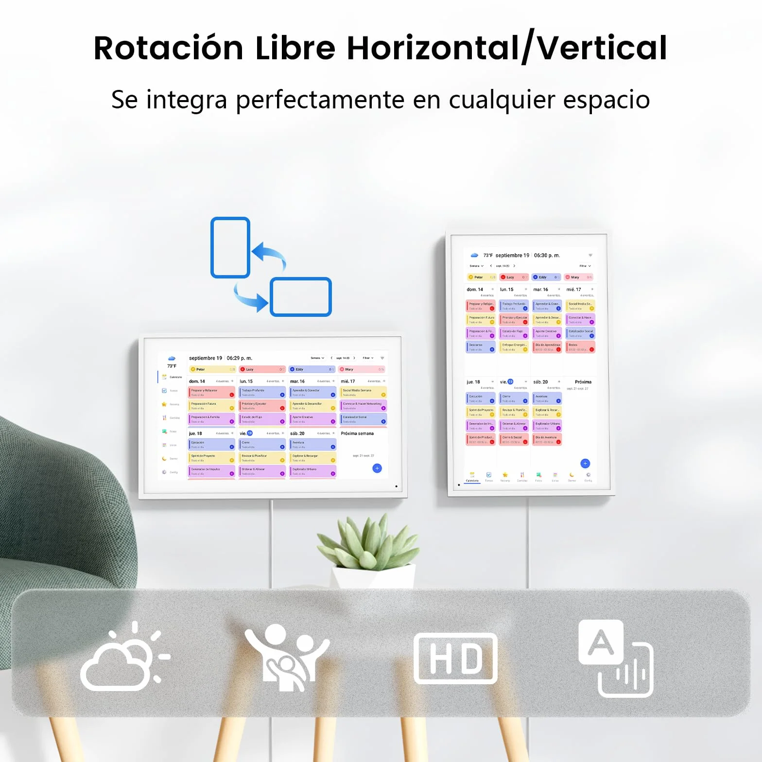 NEWYES Calendario Digital Pared 15,6" - Planificador Semanal Mensual 2026, WiFi Sync Pantalla Táctil Inteligente, para Gestionar TDAH Niños, Comidas, Agendas y Tareas de Aprendizaje
