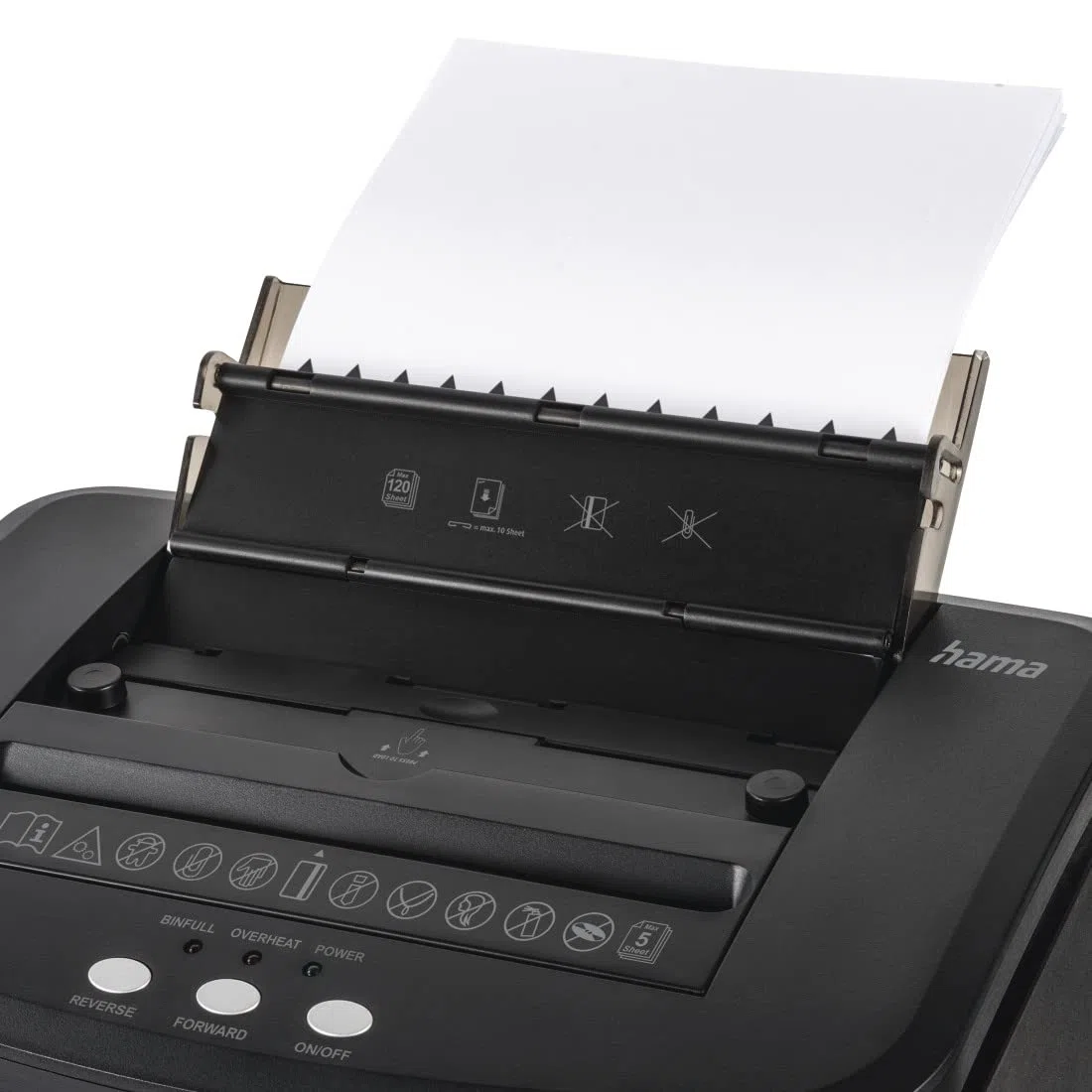 Hama |Trituradora de Papel con Nivel Seguridad E-3, P-4, T-4, 25L, Negro | Destructora papel, Dimensiones 37x 26x 52,3 cm, Max. Nivel ruido: 60 db, Max. Velocidad de corte: 2,2 m/min, PREMIUM AutoM120