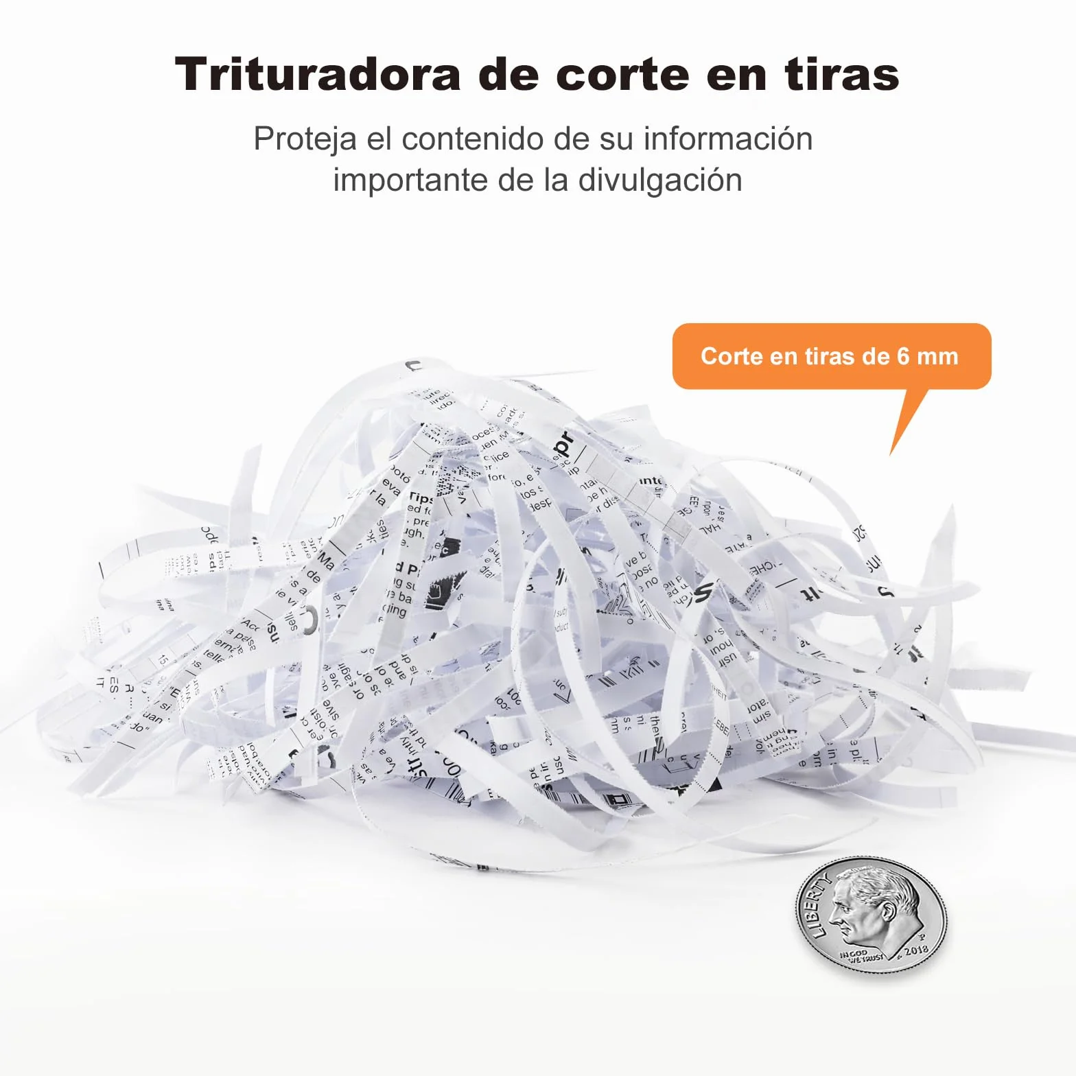 Bonsaii Trituradora de Papel, Corte en Tiras de 6 mm, hasta 6 Hojas, Compatible con Papeleras de 28-42 cm, Destruye Papel y Tarjetas de Crédito, Protección contra Sobrecalentamiento, Compacta S119-A