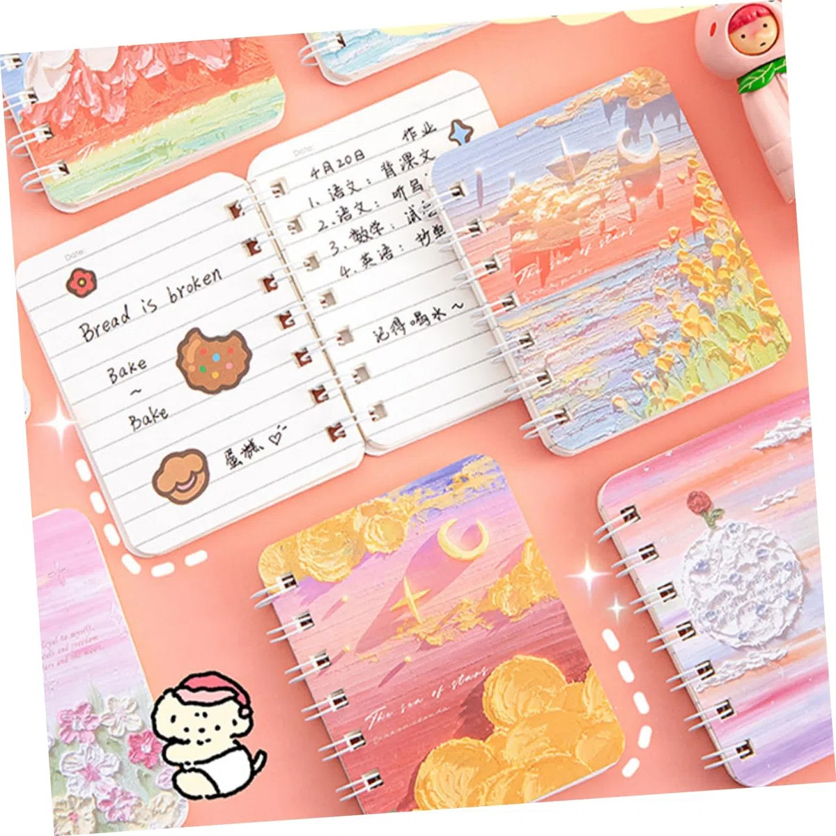 DOITOOL 4 Piezas Cuadernos de Notas Espirales de Aleatorio para Estudiantes Cuadernos Notas Práctico para Escritura y Memorización