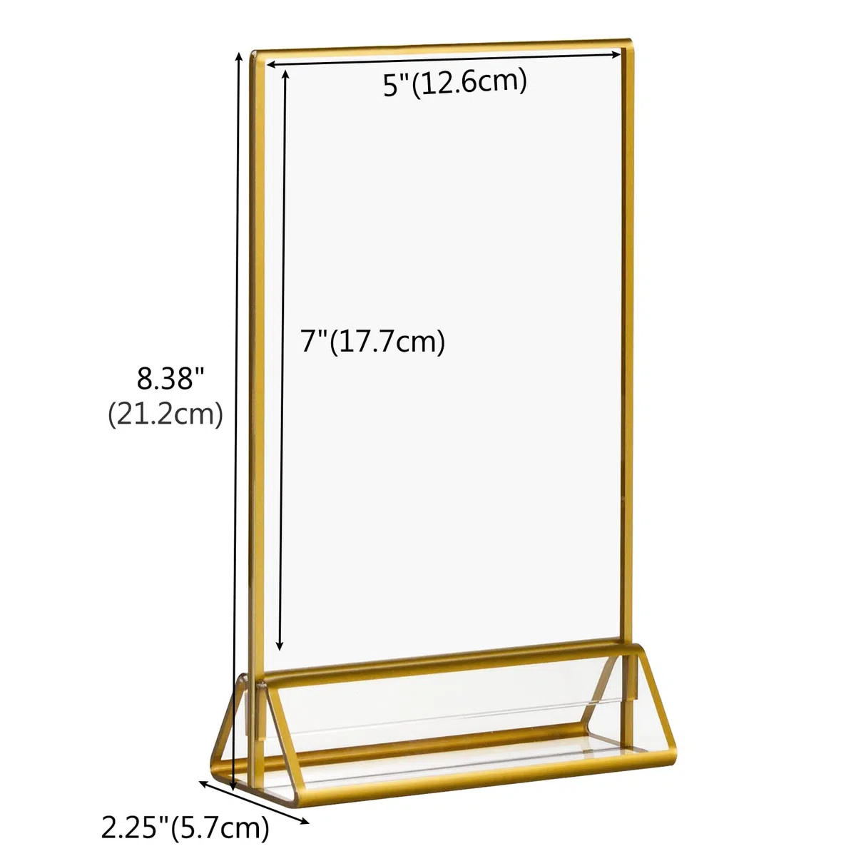 6 Piezas Menu Soporte con Borde Dorado,Soporte de Póster de Doble Cara,Soportes de números de Mesa de acrílico Dorado,para Restaurante,Menú,Foto o Anuncio
