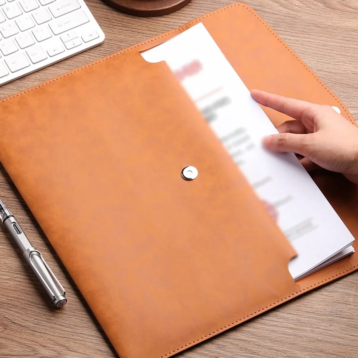 Clasificadores Carpeta de archivos de papel A4, 10 Uds., bolsa de documentos de cuero, botón de presión grueso, organizador de facturas de contrato, carpeta de gran capacidad Premium Carpeta acordeón(