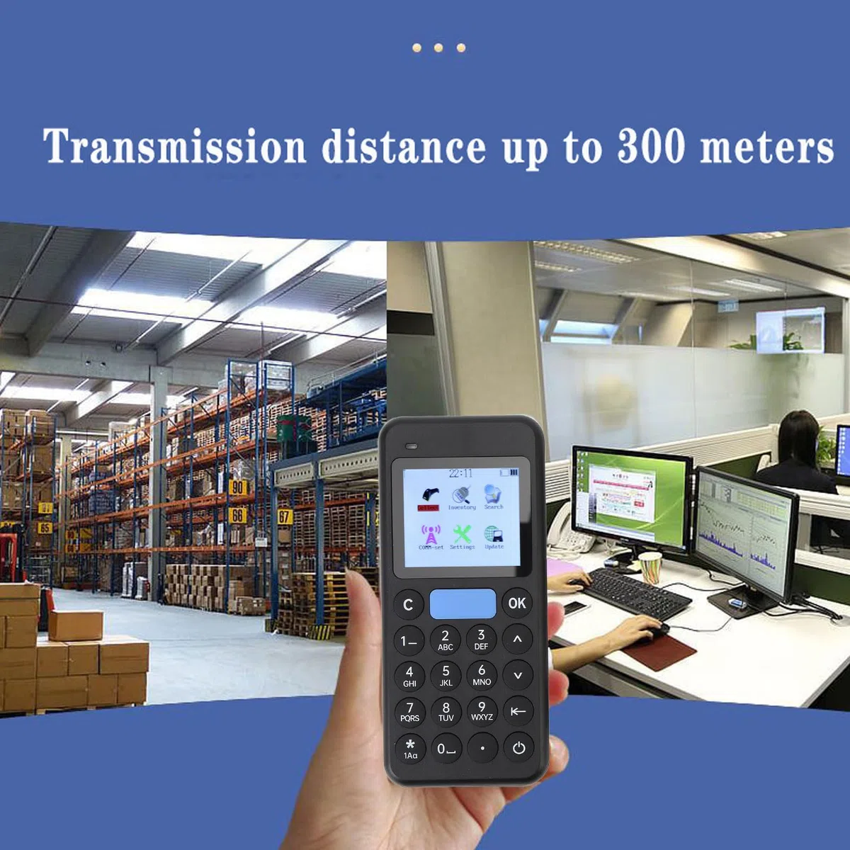 FTVOGUE Escáner de Inventario Portátil Lector de Códigos de Barras Portátil Recolector de Datos Inalámbrico con Batería de 1500 MAh Alcance de 300 M para Escaneo de Códigos QR 1D 2D