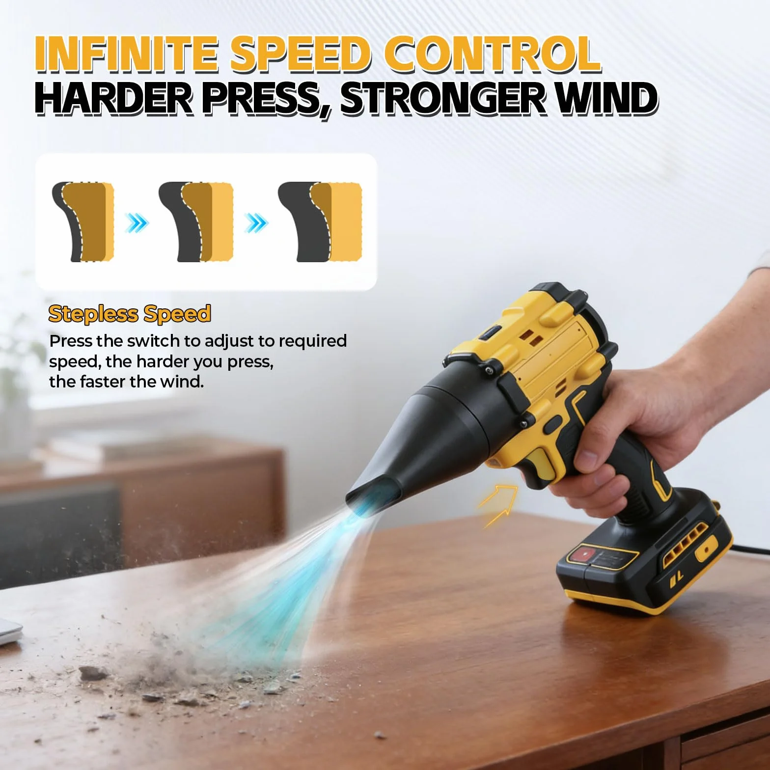 Soplador y aspiradora inalámbricos 2 en 1 compatibles batería Dewalt 18V, soplador aire sin escobillas 150 W/aspiradora aire comprimido con 5 boquillas para automóviles talleres teclados (sin batería)