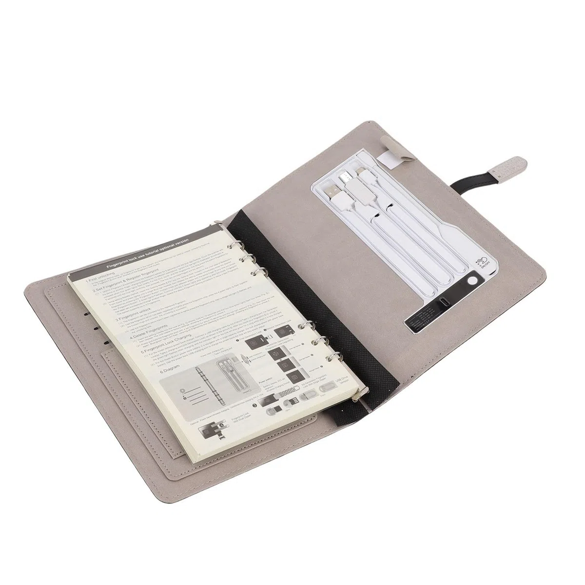 Domary Diario de Viaje de Carga Inalámbrica Personalizado con Luz y Banco Energía para Estudiantes y Empresarios - Cuaderno Cuero PU Duradero