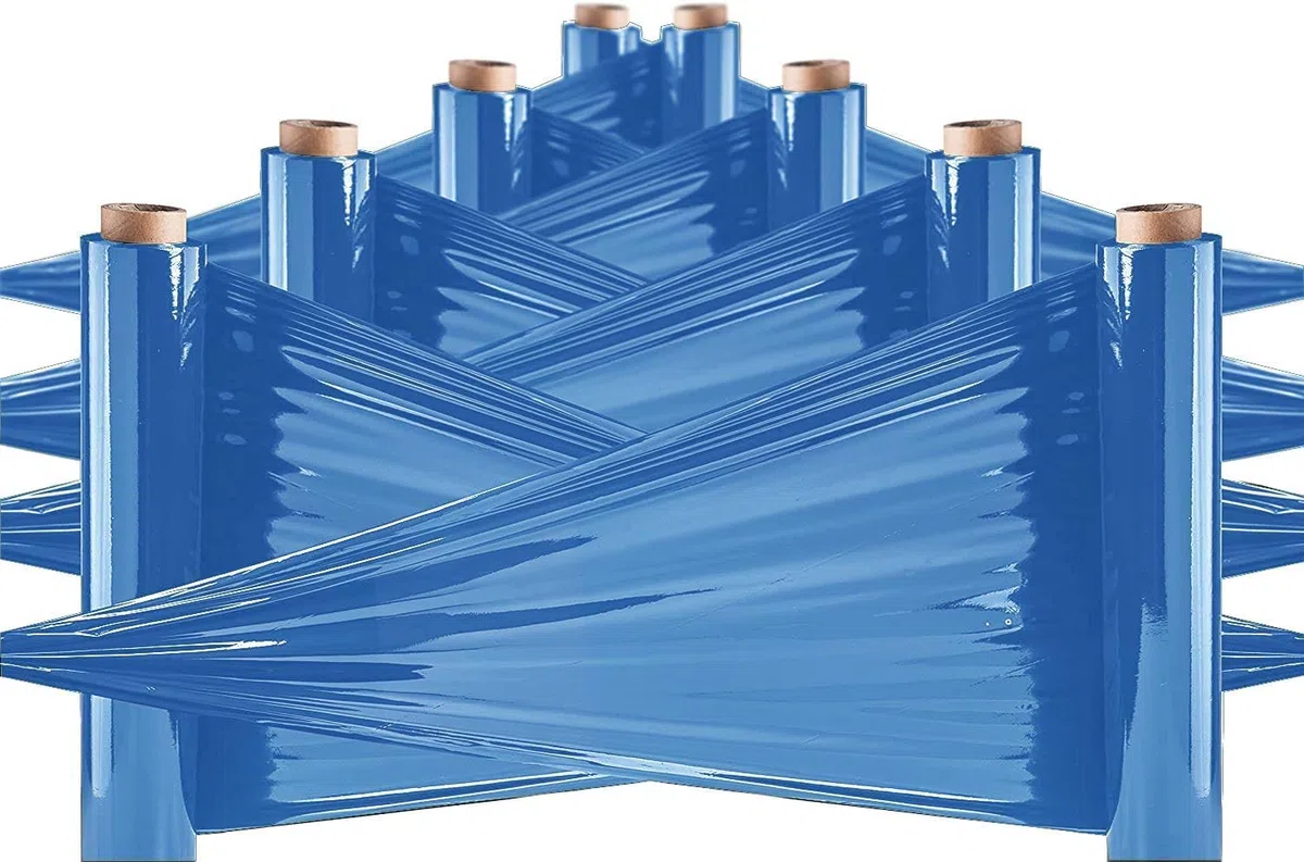 OFITURIA Film Azul para Embalar de 50 cm x 200 Metros de Longitud – Rollo de Film Elástico Manual para Embalaje Industrial – 12 unidades