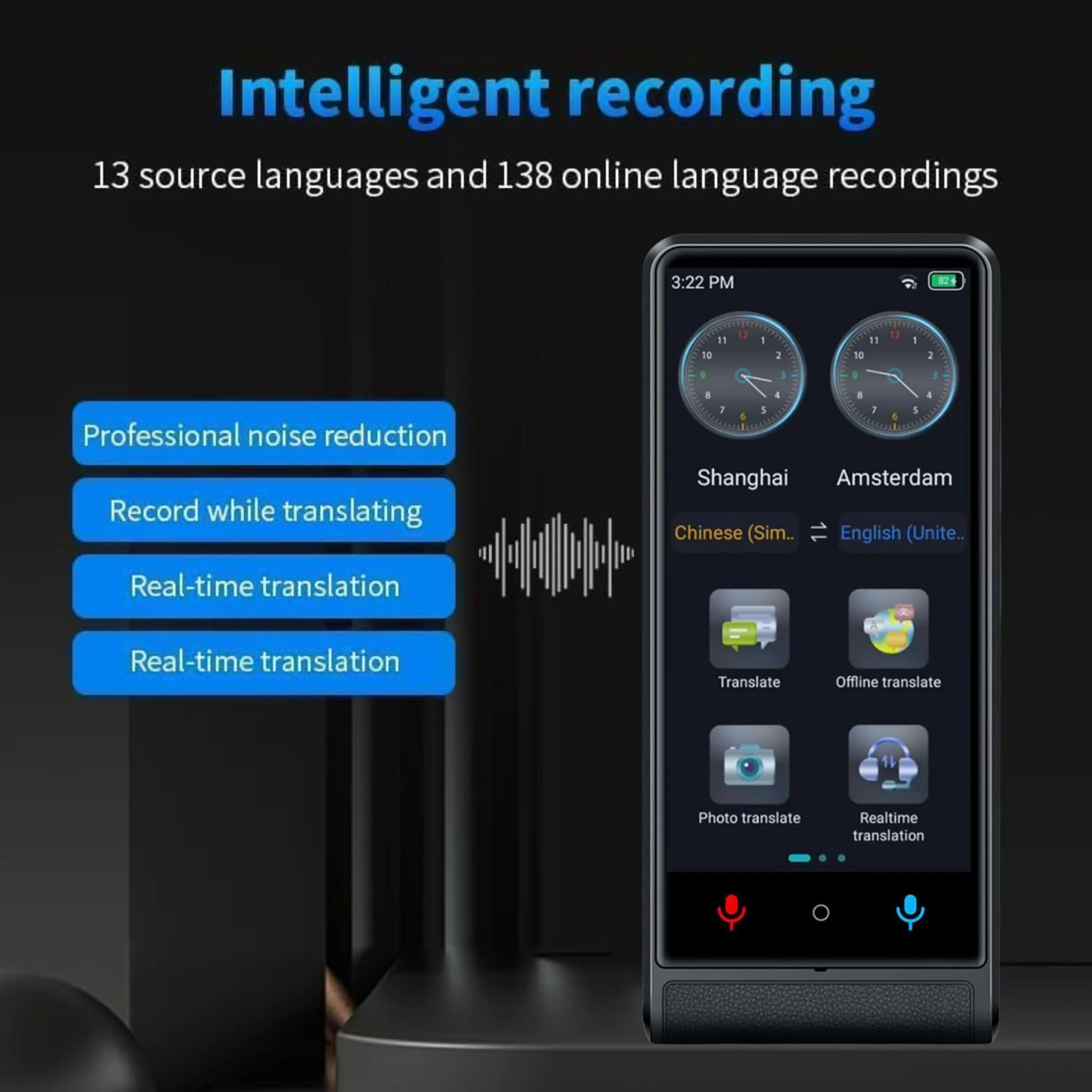 California, Traductor de Idiomas Instantáneo de Voz 2026, Traductor Simultáneo Sin WiFi, Pantalla Táctil 4 Pulgadas, Aleación de Aluminio, 142 Idiomas Online 22 Offline, Traductor Portátil