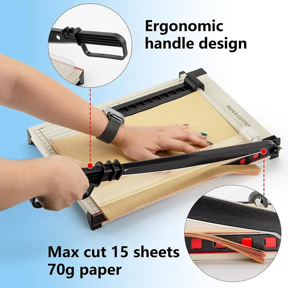 Recortadora de papel A4 con protector de seguridad, capacidad de 12 hojas, guía magnética, base de metal resistente para cartulina, cartón, vinilo, manualidades y fotos