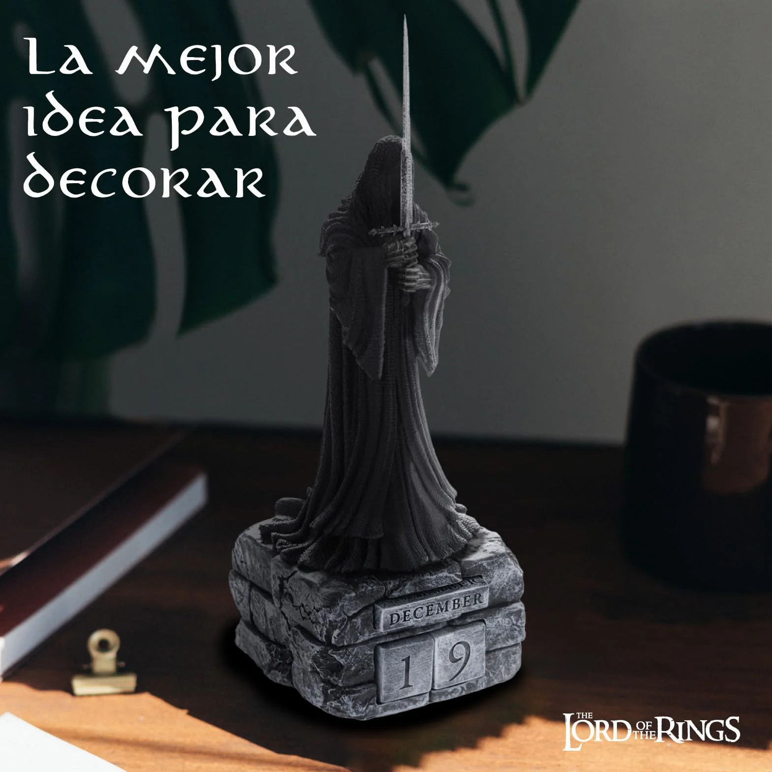 Calendario Perpetuo El Señor de los Anillos 3D - Figura Nazgûl para Decoracion Habitacion │ El Señor de los Anillos Regalos Merchandising (23x8,5cm)