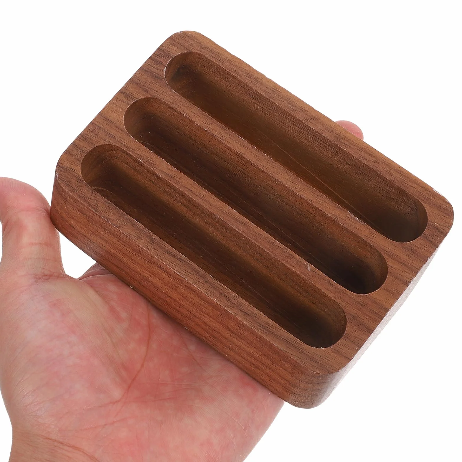 SHINEOFI 2piezas Tarjetero de Madera de Nogal Negro Estuche para Tarjetas de Visita Ranuras Pequeño Organizador para Oficina Hogar y Mesa de Escritorio