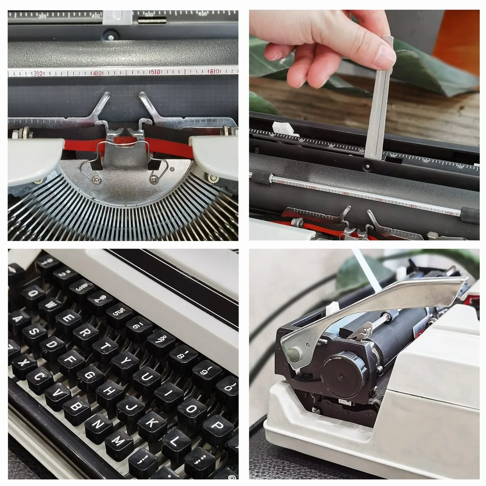 Máquina de Escribir, Escribir Manual clásico Vintage, Maquinaria Inglesa, Uso Normal, con cinturón Negro Rojo