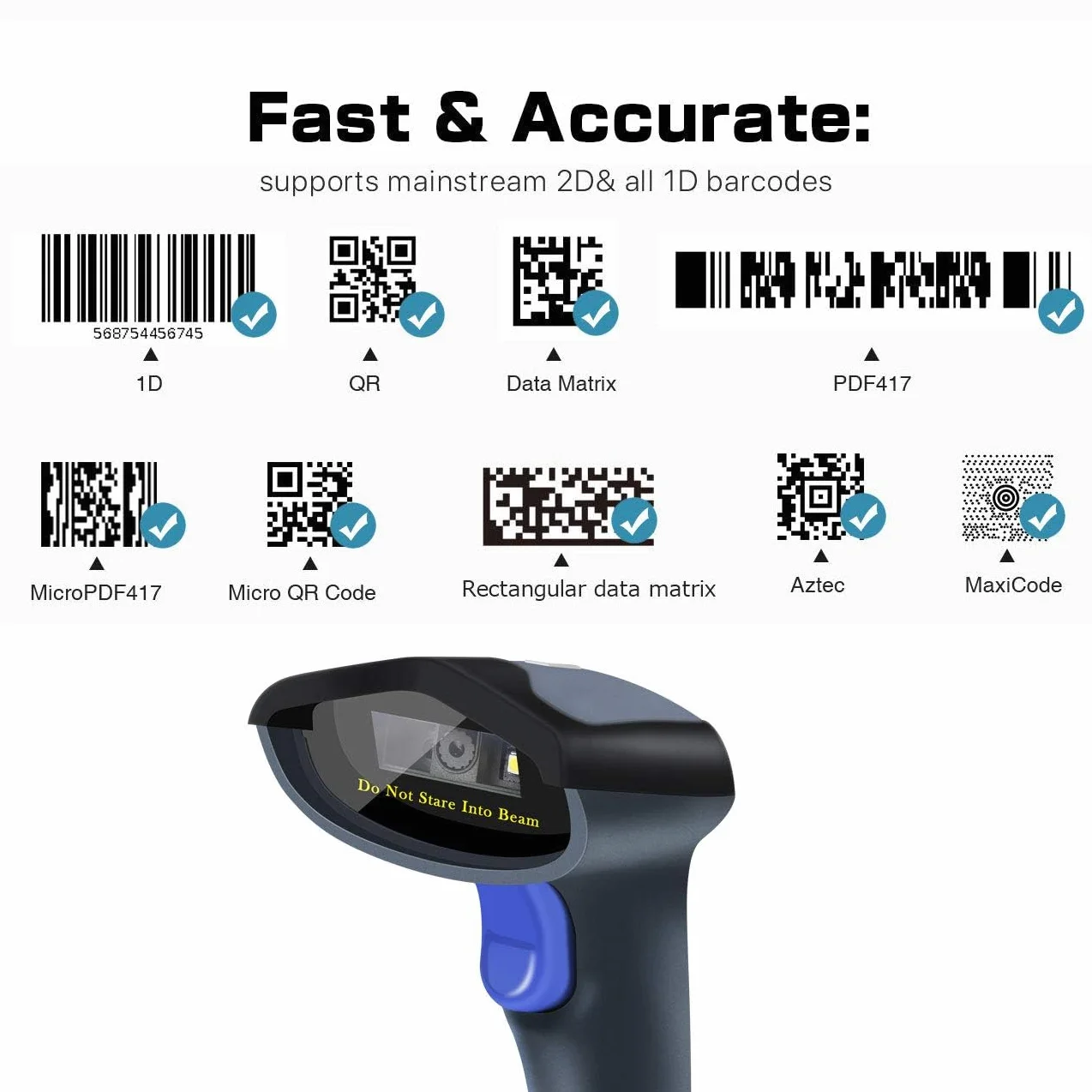 NETUM Lector de códigos de Barras 2D con Soporte, Cable USB, Lector códigos de Barras (QR, PDF417, Data Matrix) NT-W9