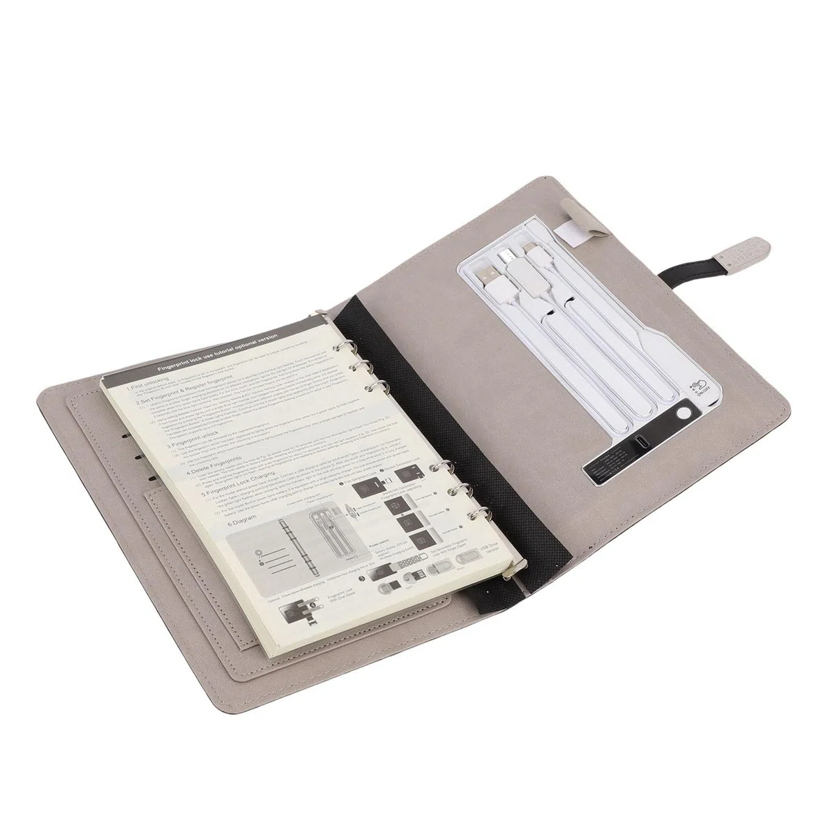 Cuaderno de Carga Inalámbrica, Cuero PU con Batería Externa de 8000mAh y Luz, Diario de Viaje Recargable para Profesionales y Estudiantes