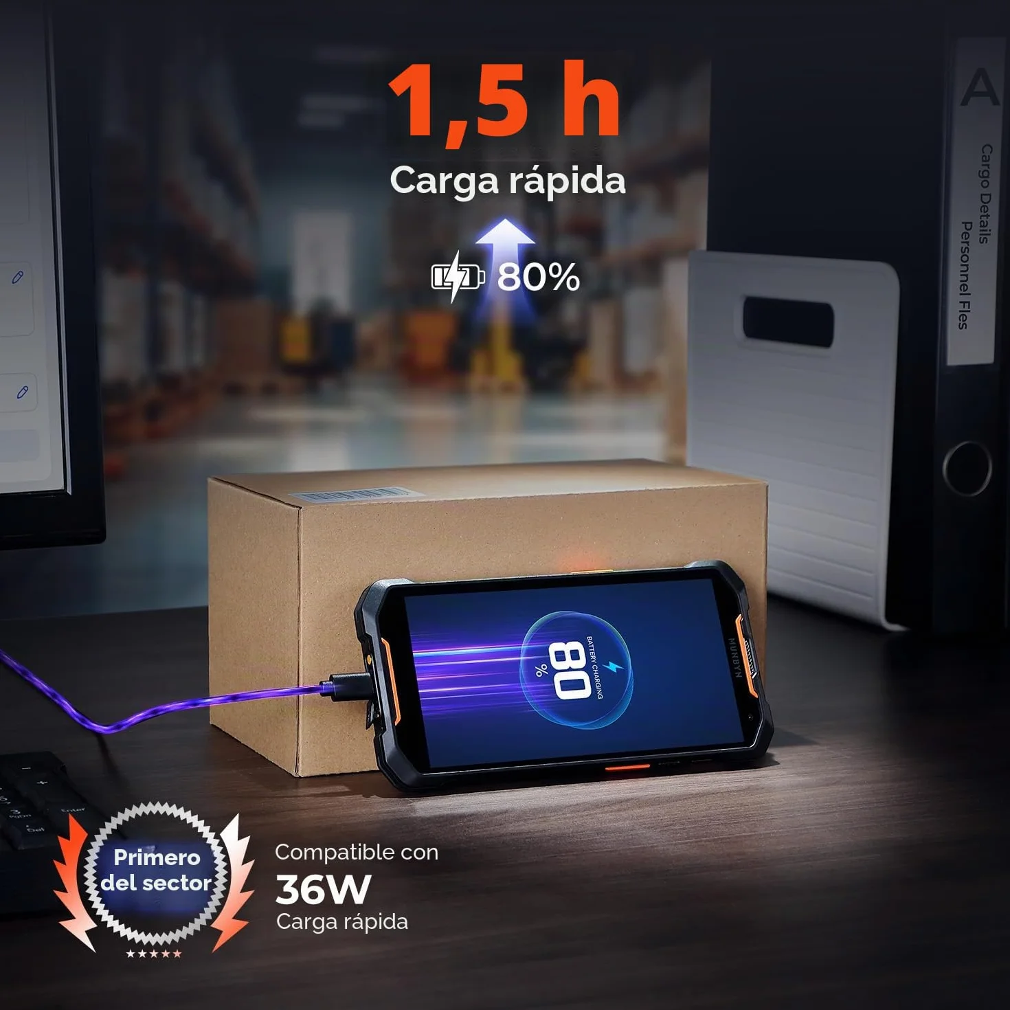 MUNBYN 2026 Nuevo Escáner de Código de Barras Android 14 Actualizable a 18, PDA Móvil 4GB + 128GB, Escáner Zebra SE4710 1D/2D/QR, Carga Rápida, Resistente a Caídas de 2m, AS01