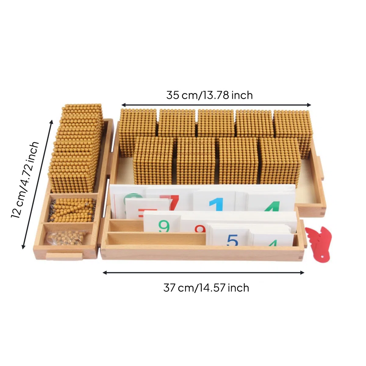 Juego Educativo Auto-Dirigido Base Diez Plástico Set Números y Símbolos Preescolar Aprendizaje, Dorado, Dorado
