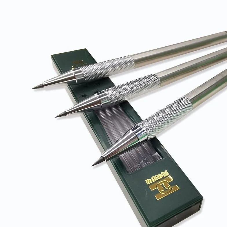 Lápiz mecánico de Metal de 2,0 mm, lápiz automático, Minas reemplazables 2B y HB, lápiz automático para Arte (1 lápiz) (4 Minas HB)