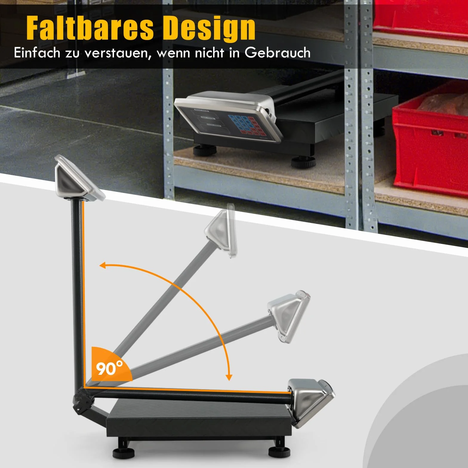 RELAX4LIFE Báscula Inteligente 300 kg/50 g, Industrial Plegable, Pantalla LED, Digital, Suelo, Red y Batería, Plataforma 50x40 cm