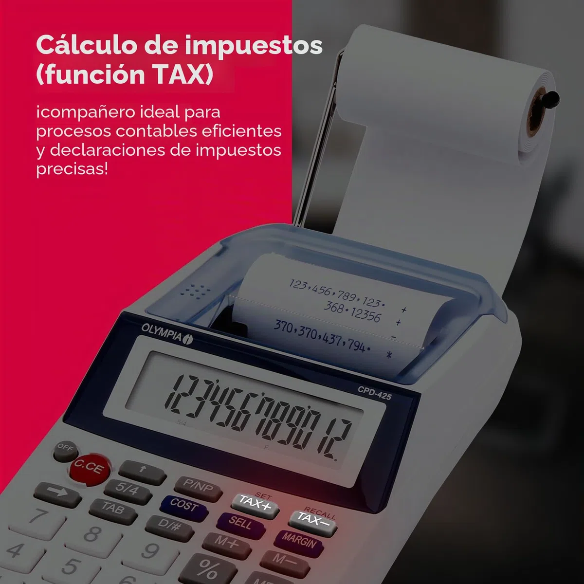 Olympia CPD 425 - Calculadora con impresión, pantalla LCD de 12 dígitos (119,9 x 102,2 x 45,7 mm)