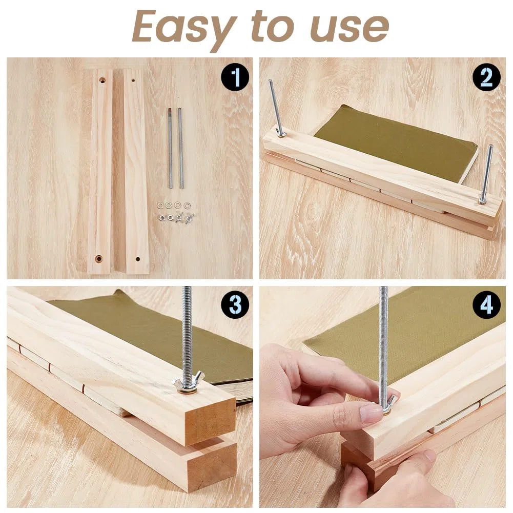 GORGECRAFT Prensa de Bambú de 380mm Encuadernación de Libros Herramienta Perforadora de Madera Cuna Encuadernación Kit de Encuadernación Manual Suministros Portátiles Encuadernación Aficionados A Las