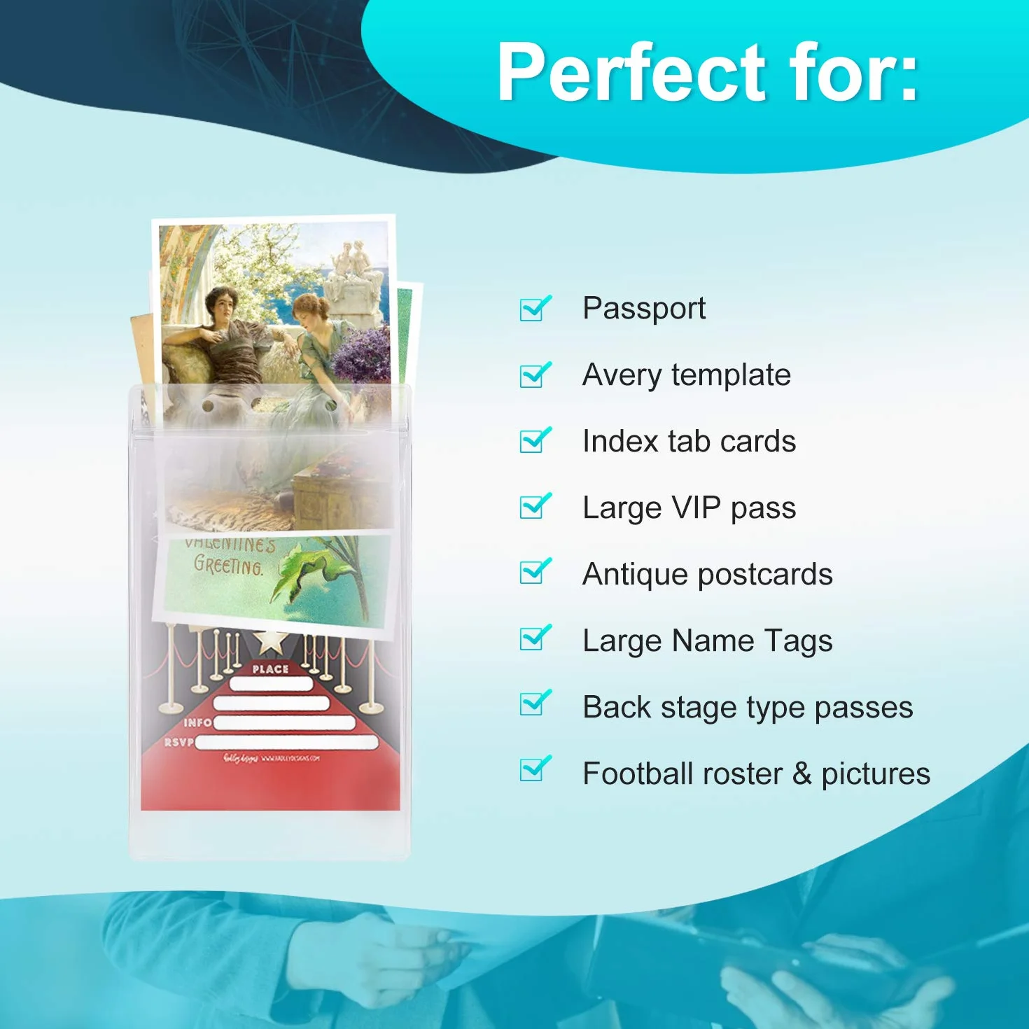 Fushing Pack de 100 plástico transparente vertical Badge titulares, nombre Tag titulares, titulares de la tarjeta (XXL)