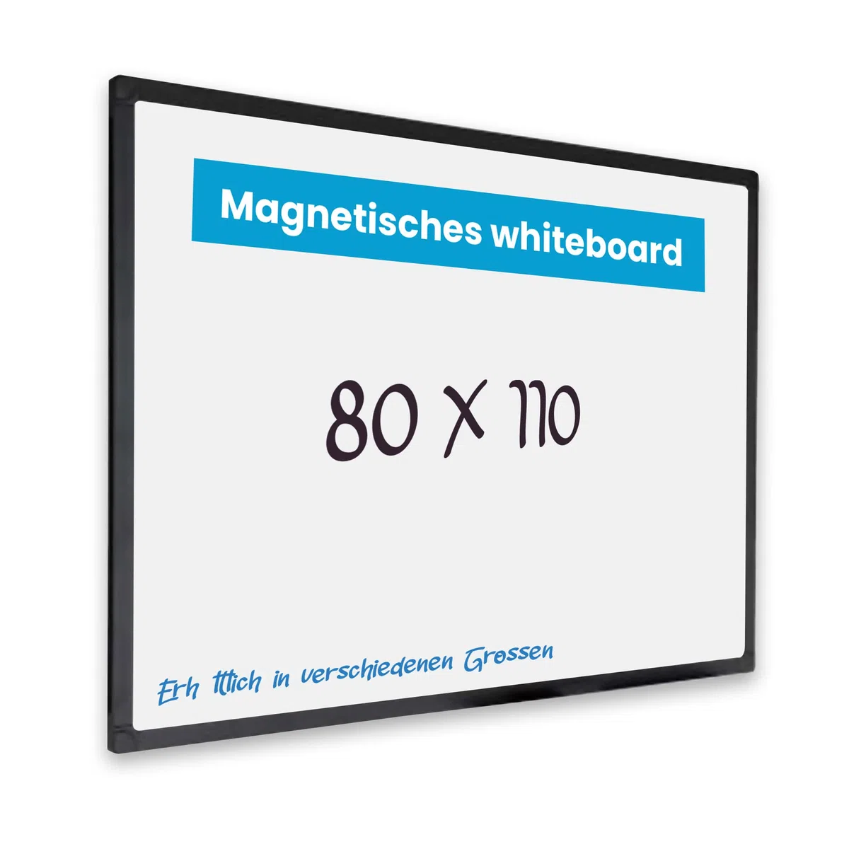 IVOL Eco Pizarra blanca magnética de 80 x 110 cm con marco negro, pizarra blanca magnética y pizarra magnética grande, pared magnética con bandeja para rotuladores, lavable para oficina, escuela