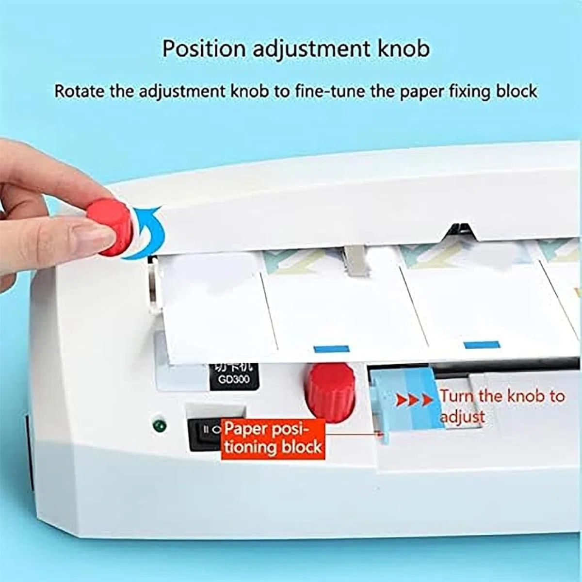 Cortador de papel eléctrico, cortador eléctrico de tarjetas de visita con sistema de 9 hojas, placa de posicionamiento ajustable de 1 a 18 mm, cortador de papel para papel (195-212) x 297 mm, para