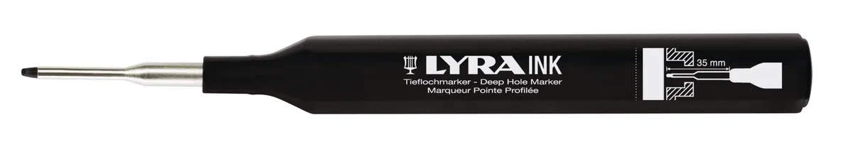 LYRA Rotulador para perforaciones profundas, color negro, 10 unidades, L4480099-10-1