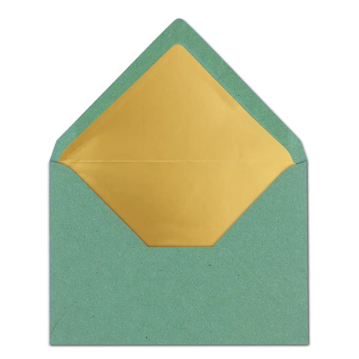 75 sobres DIN C5, 15,6 x 22 cm, de papel kraft en color verde eucalipto con forro de seda dorado, pegado en húmedo, sobres en blanco de papel reciclado, serie Umwelt