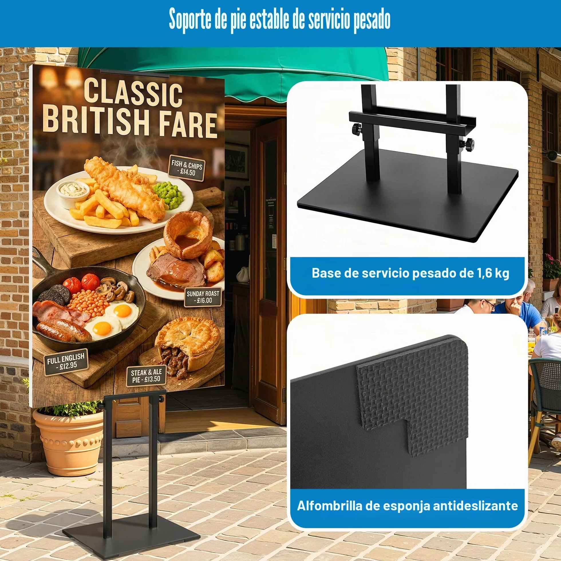 Rack de exhibición de tablero KT, Marco de cartel publicitario, Soporte de cartel de letrero de hierro, Altura ajustable (Black)