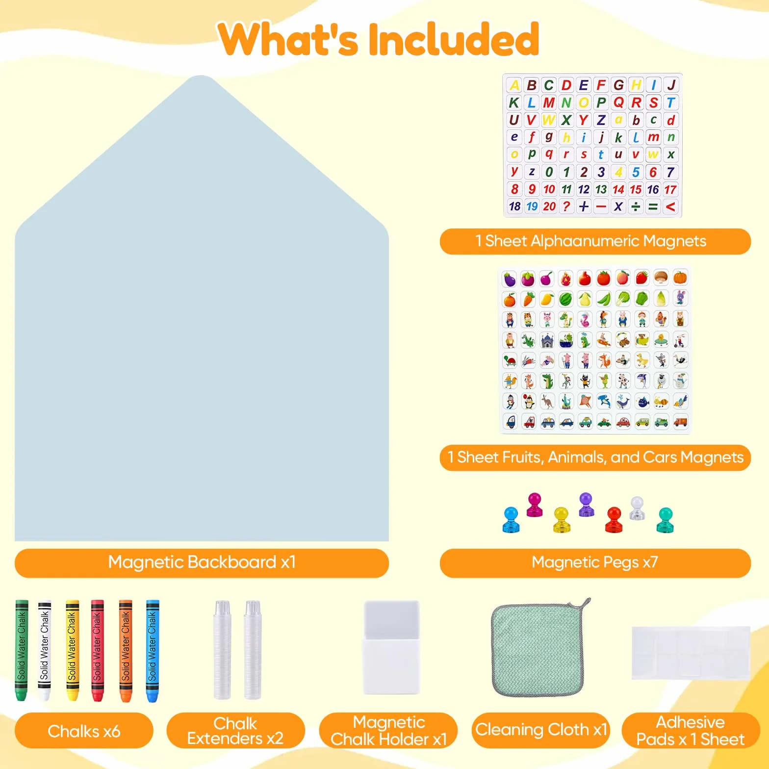 Pizarra magnética infantil autoadhesiva, pizarra de pared en forma de arco con colores pastel y tizas, pared magnética para niñas y niños (azul + letras)