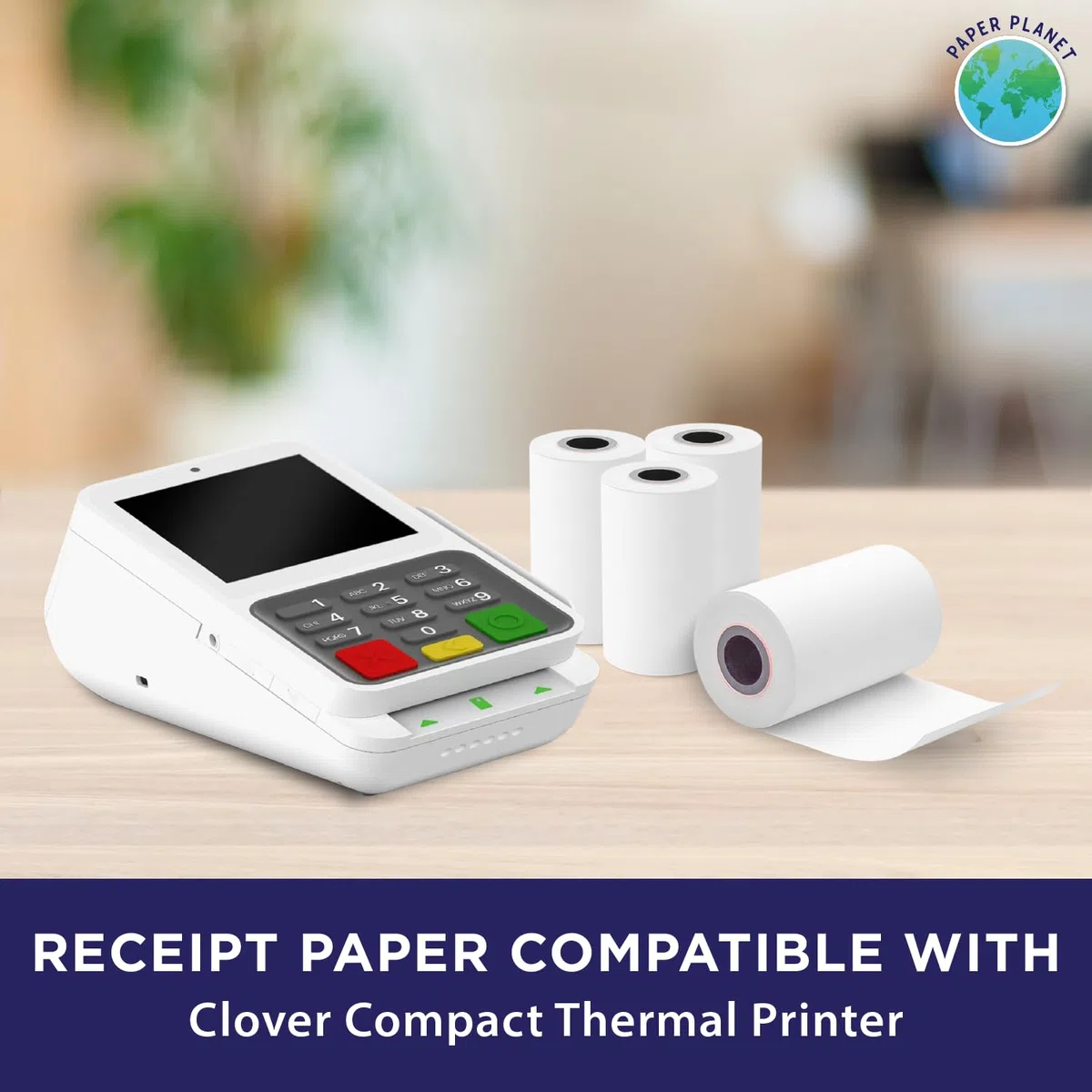 Paper Planet - Papel térmico para impresora compacta de recibos de Clover | Papel de recibos para máquina de tarjetas de crédito para terminal de pago compacta Clover | 30 rollos