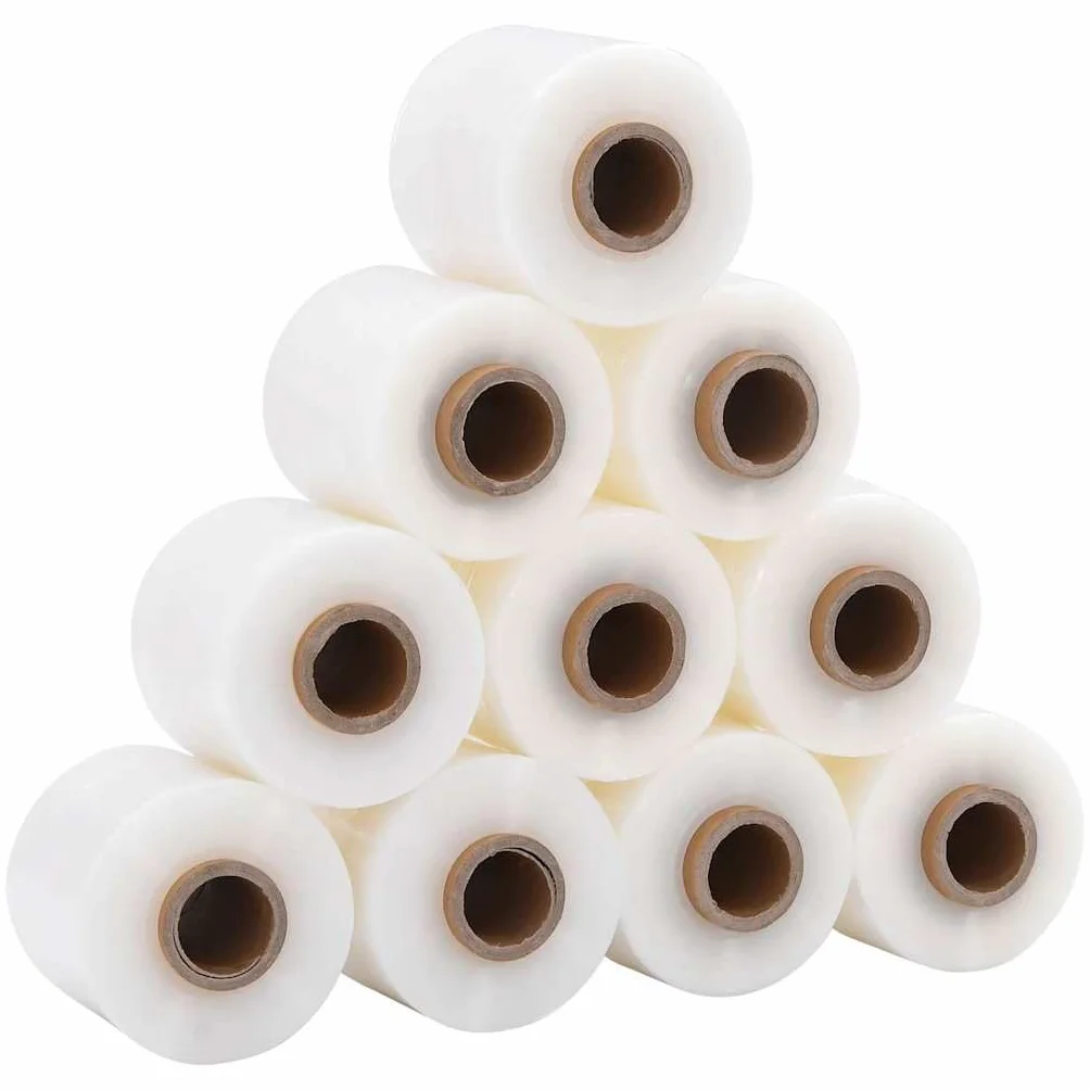 vidaXL Film estirable con asa 10 uds transparente 23 μm 10 cm x 150 m, película de embalaje, envoltura de película estirable, película de envoltura de muebles