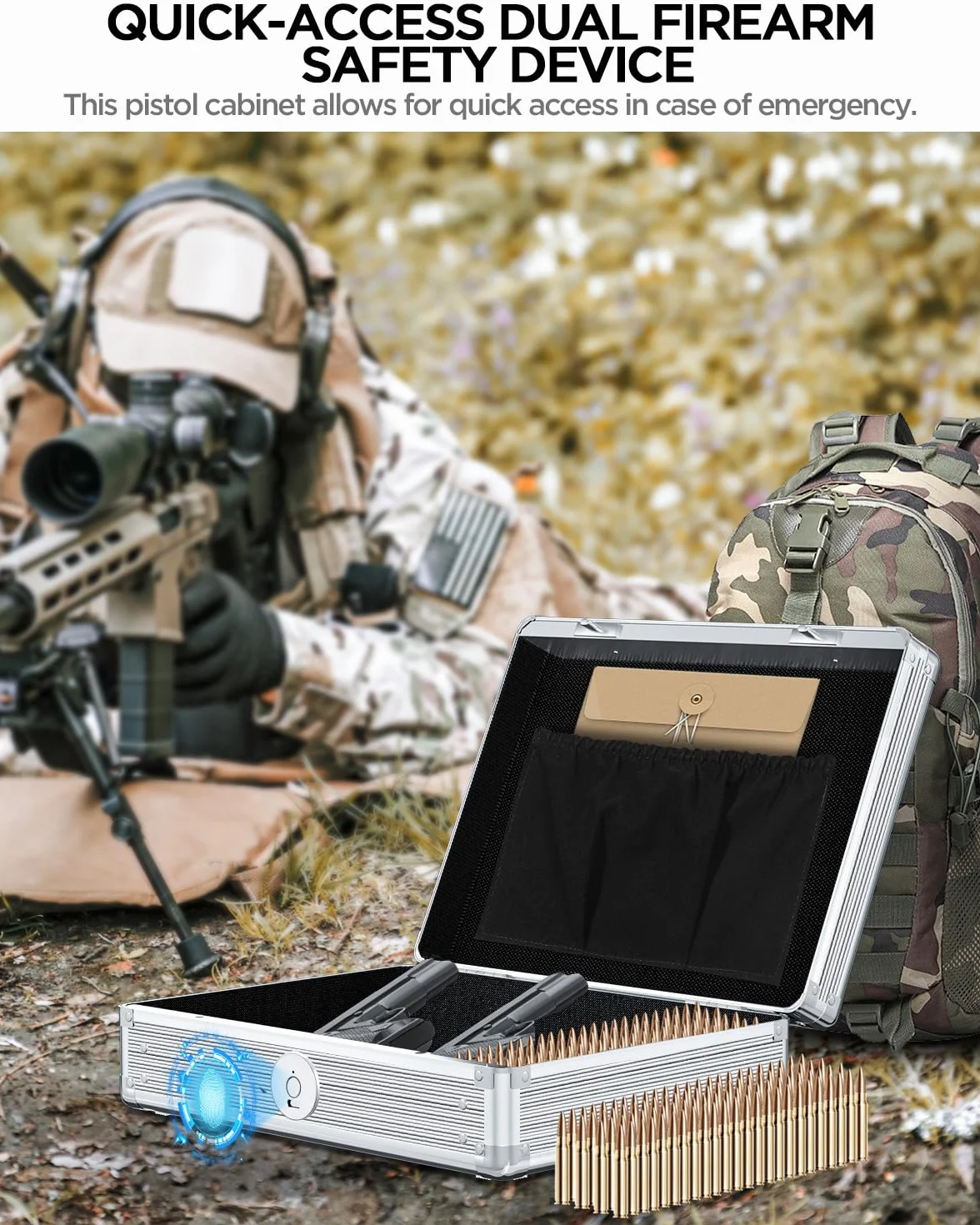 AICase Caja de Almacenamiento biométrica de Huellas Dactilares, Caja Fuerte para Joyas en Efectivo, Caja Fuerte para Armas, Acceso rápido, Recargable, para cabecera de casa, Coche