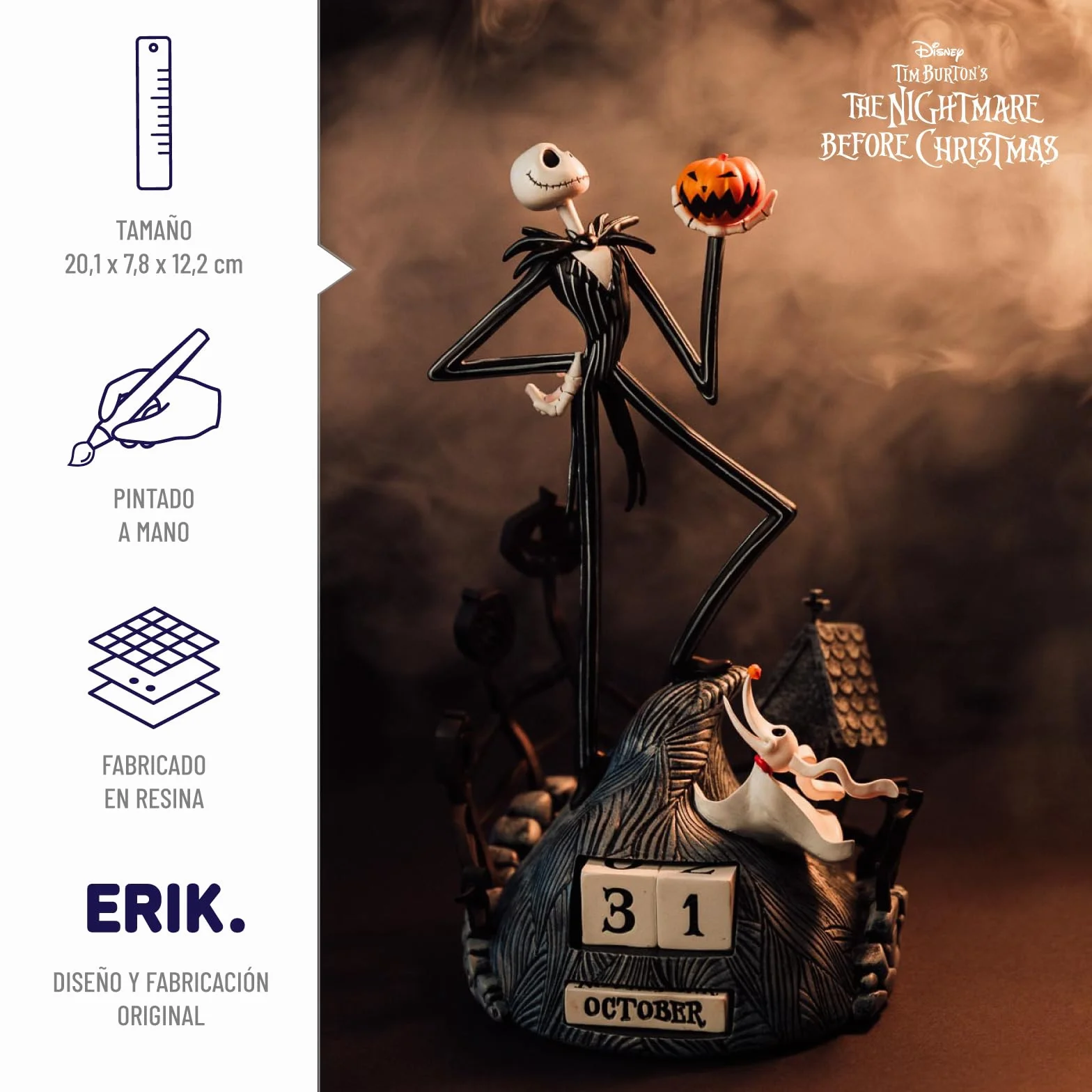 Calendario Perpetuo Pesadilla Antes de Navidad - Figura Pesadilla Antes de navidad Jack para Decoracion │ Regalos Disney para Fans │ Base estable y bloques intercambiables │ Merchandising OFICIAL