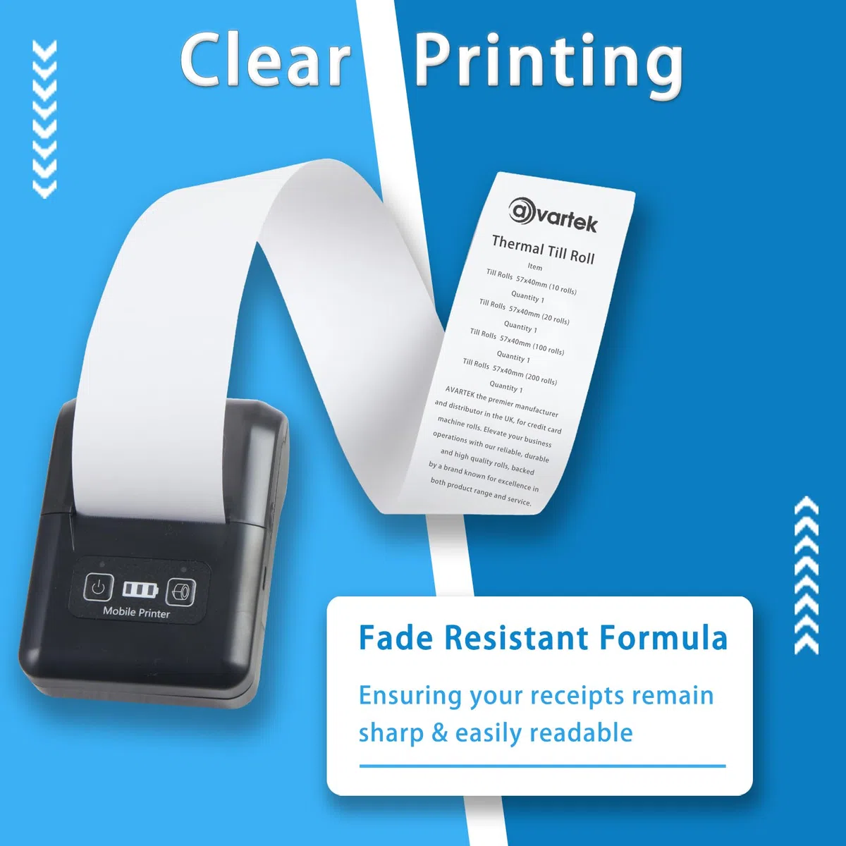 Rollos de papel térmico prémium de 57 x 40 mm para tarjetas de crédito PDQ, POS, EPOS, máquinas de tarjetas, Barclaycard, Verifone, Ingenico, Sagem, Spire, Pax, Worldpay [Paquete de 100] AVARTEK