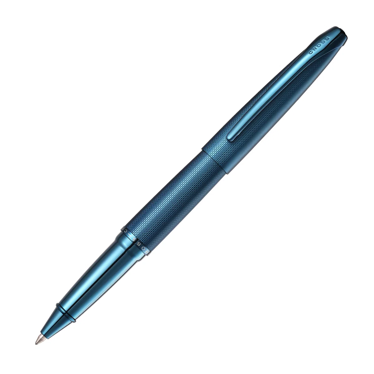 Cross 885-45 Bolígrafo Roller Ball Cepillado con Grabado de Diamante y Detalles PVD, Azul Oscuro