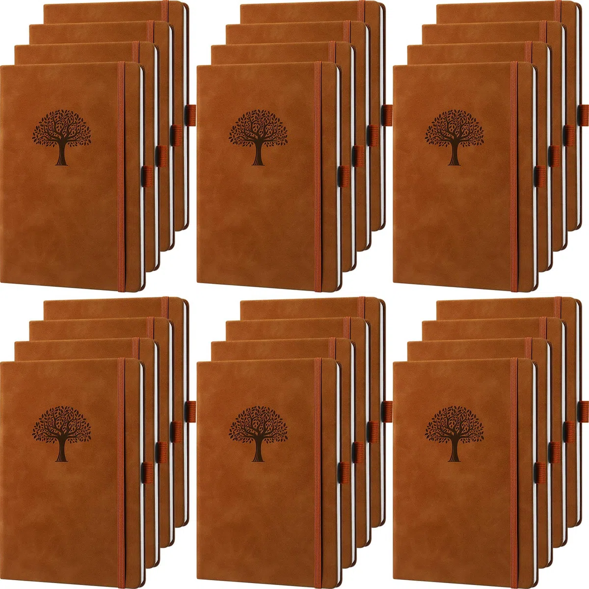 Qeeenar Paquete de 24 Cuadernos de Cuero a Granel de 5.7 x 8.3 pulgadas, Tapa Dura, Diarios A5 para Escribir, Hombres y Mujeres, Cuadernos de Viaje de Cuero, Regalos Diarios para Oficina, Vuelta al