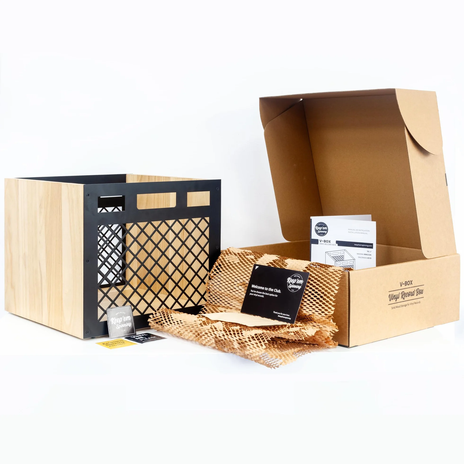 Organizador de Discos de Vinilo en Madera Maciza Nogal - Soporte de Mesa para 70 LPs - Mueble de Almacenamiento Estilo Clásico - Estantería Resistente con Acero al Carbono