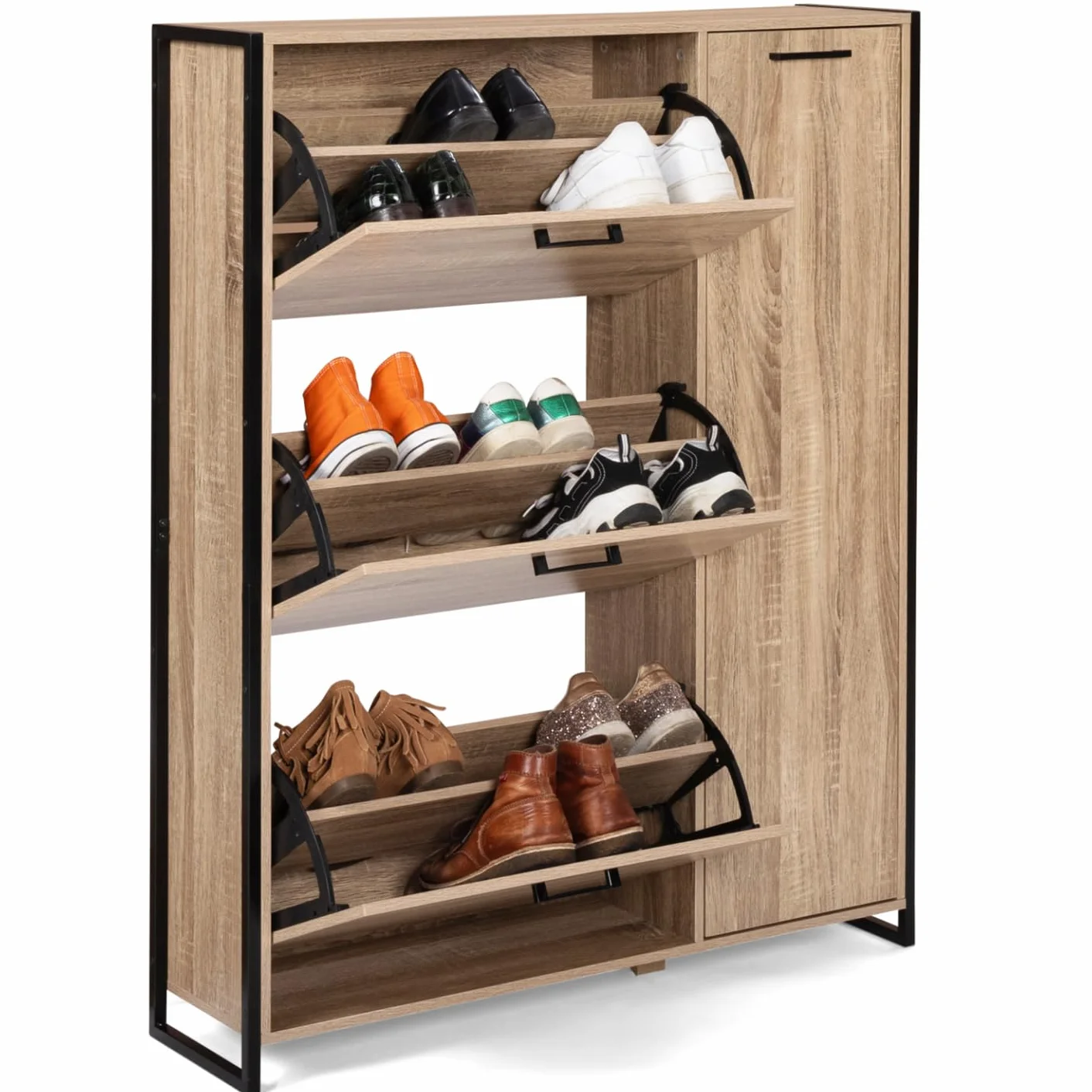 IDMarket Luis Mueble para zapatos 20 pares 4 puertas armario diseño industrial