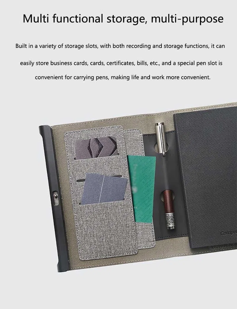 Cuaderno inteligente con desbloqueo de huellas dactilares: Diario personal con cerradura electrónica, incluye ranura para tarjetas, perfecto para la planificación de agendaVert