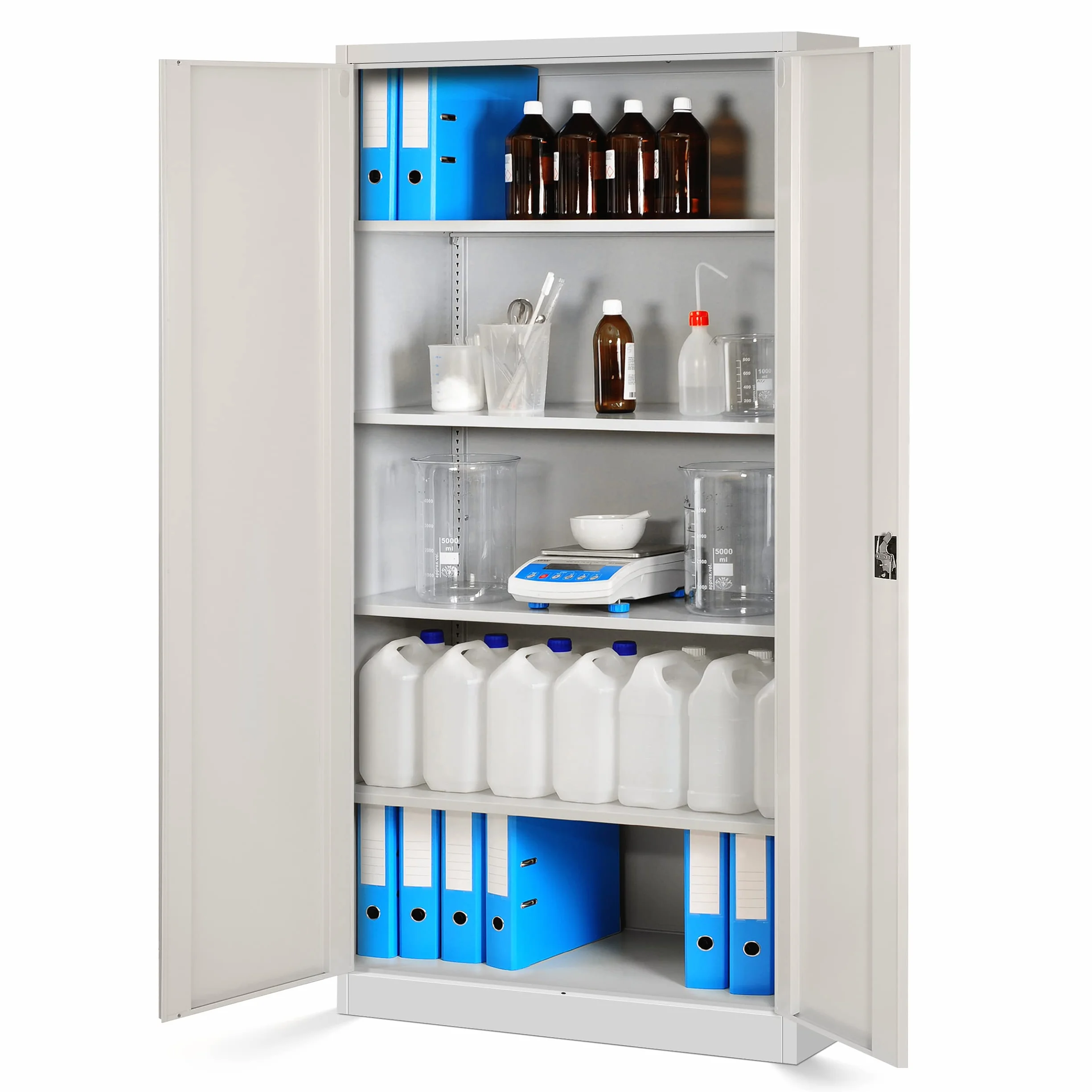 Archivador Metálico 4 Estantes Armario de Oficina 195 cm x 90 cm x 40 cm