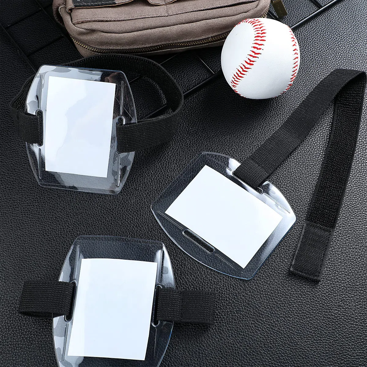 100 soportes para insignias de brazo con correa ajustable, soporte para tarjetas de identificación, soporte para tarjetas postales de pase de trabajo (negro)