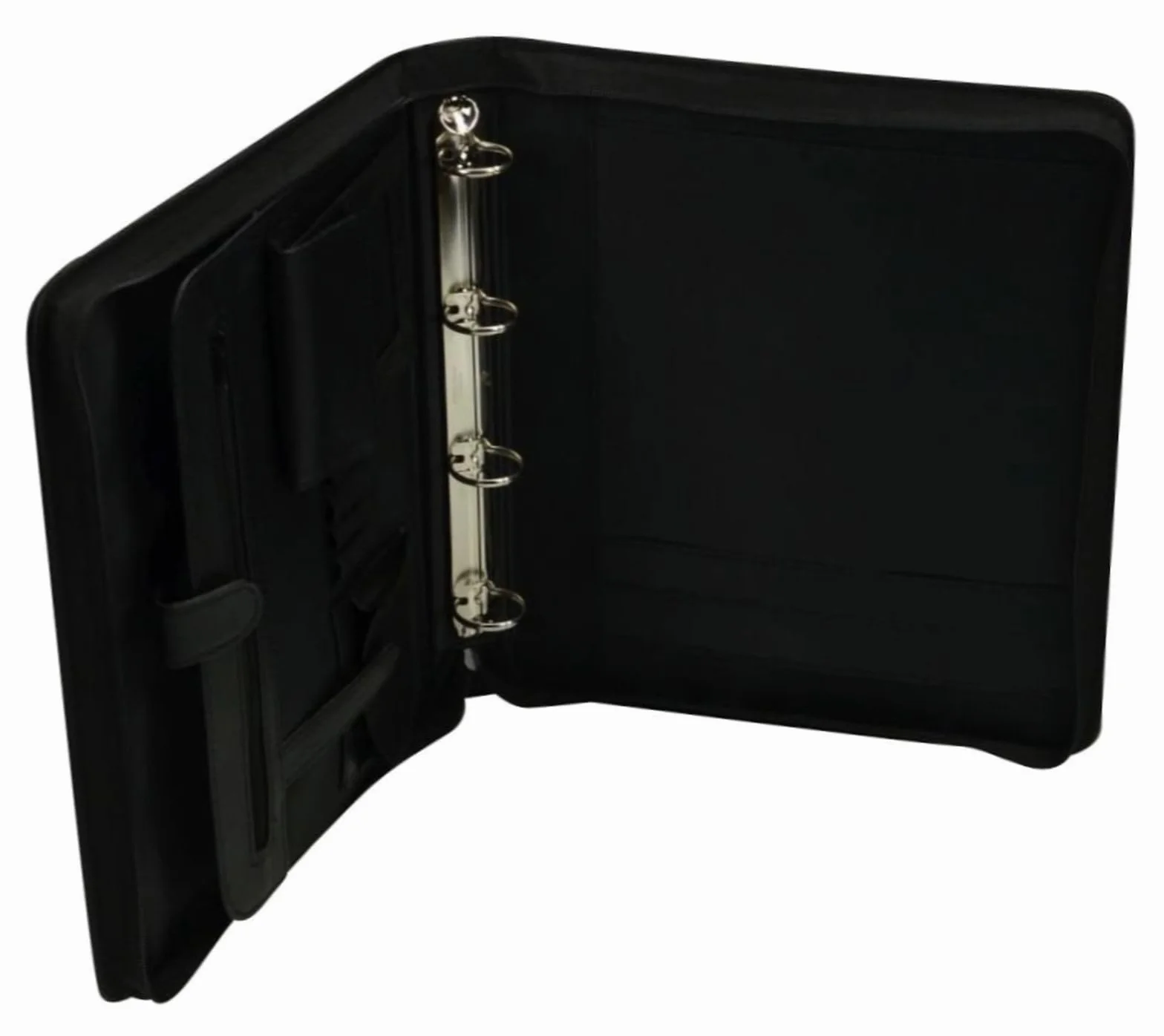 Alassio 30025 - Agenda de piel ecólogico (4 anillos, soporte para bolígrafos y tarjetas), color negro